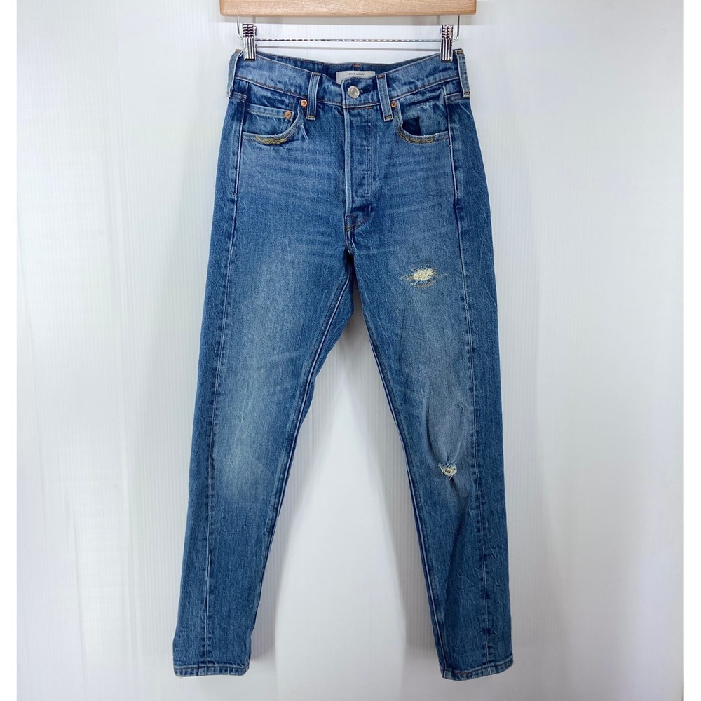 Levis Altered 501 Skinny Blue Denim Buttonfly Jeans Womens W24 L28